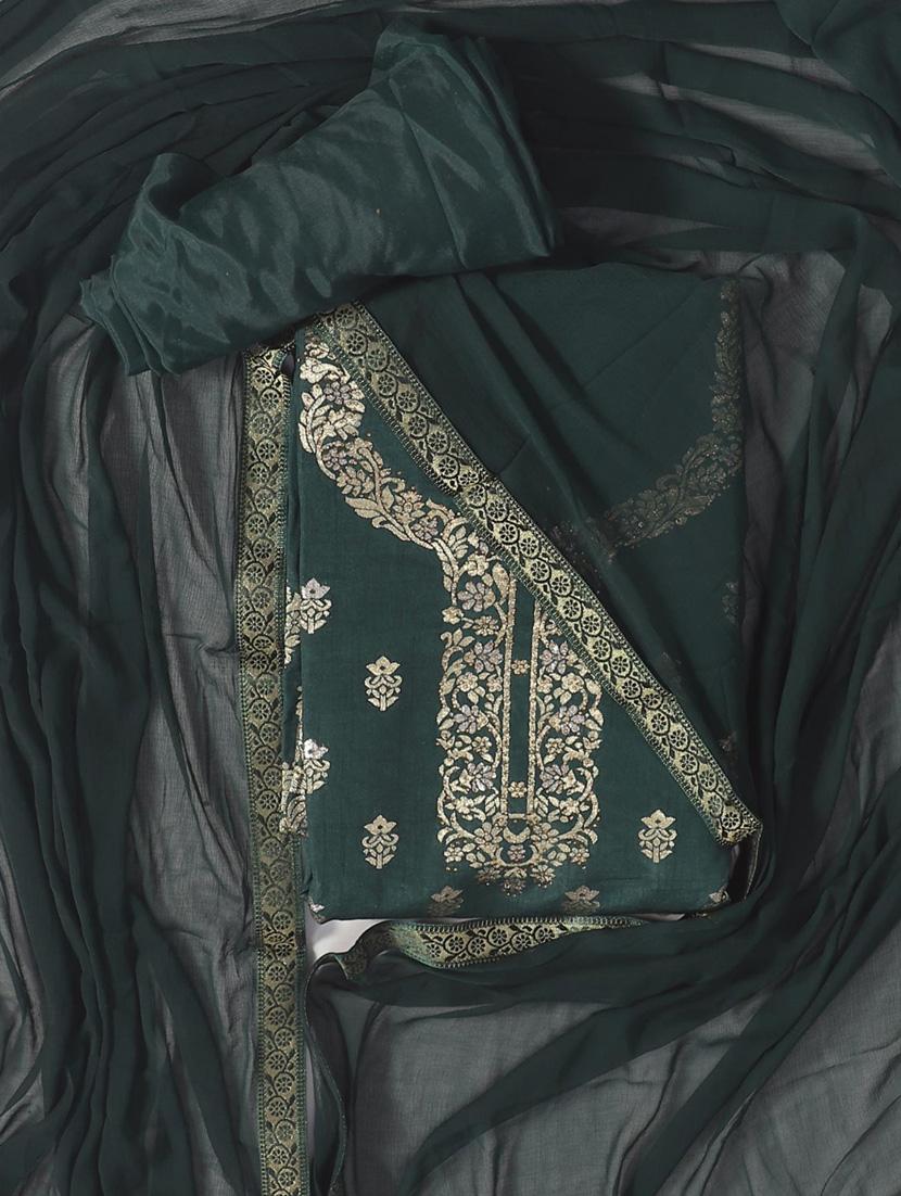 zari work self design unstitched suit set
