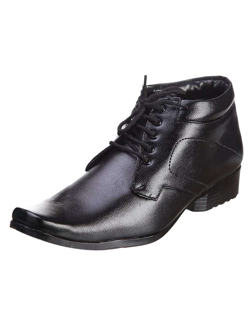 black synthetic & mesh laceup derbies - 19618721 -  Standard Image - 1