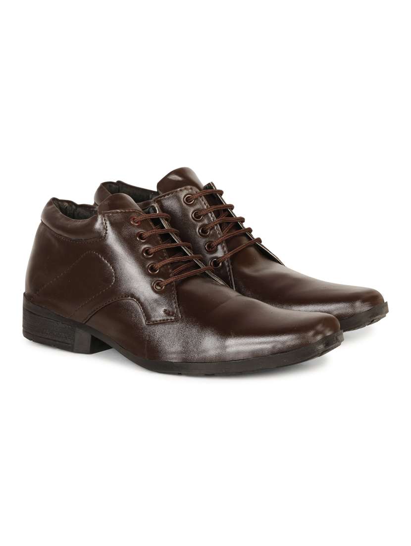 brown synthetic & mesh laceup derbies - 19618732 -  Standard Image - 1