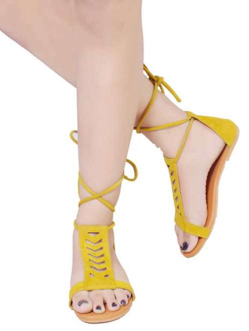 yellow synthetic slip on sandals - 19618781 -  Standard Image - 1