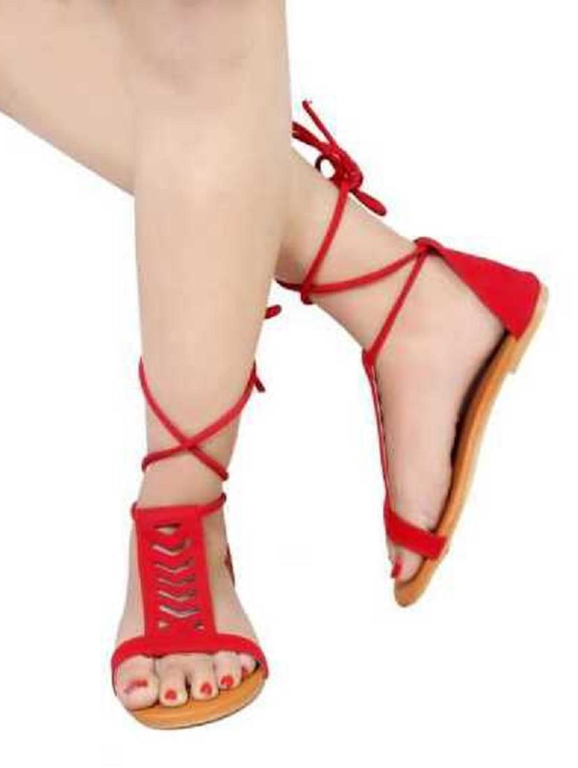 red slip on open sandal - 19618788 - Standard Image - 1
