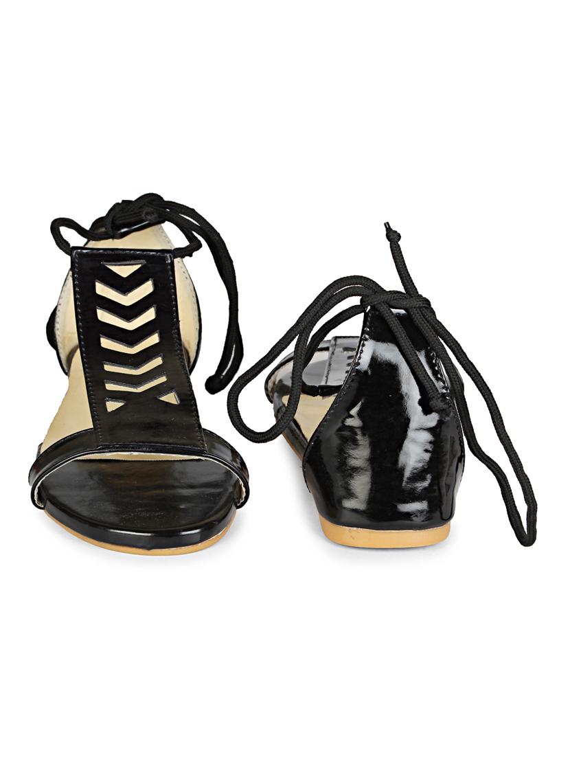 black lace up closed back sandal - 19618815 - Standard Image - 6