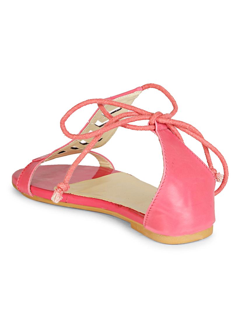 pink closed back lace up sandal - 19618817 - Standard Image - 4