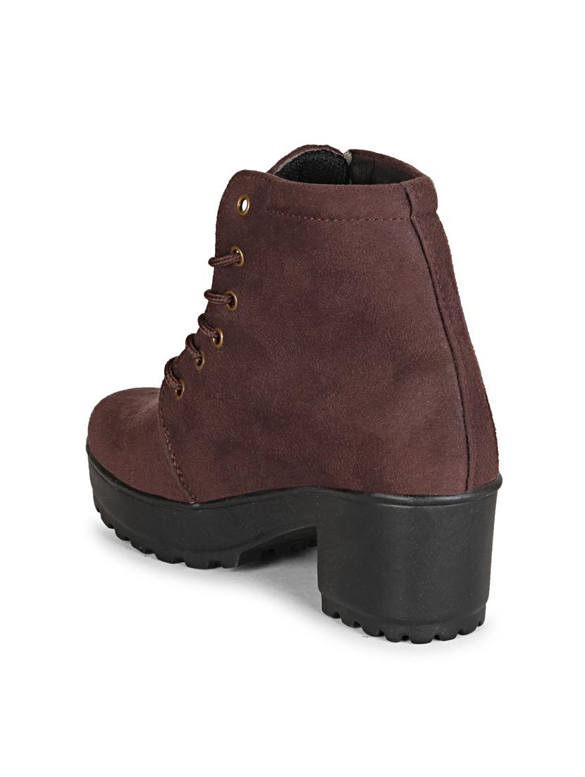 brown lace up block heel boot - 19618825 - Standard Image - 4