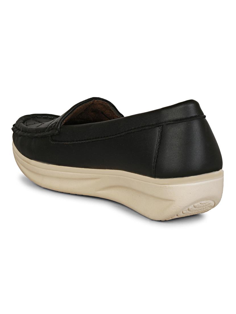 black synthetic slip on loafers - 19618832 - Standard Image - 4