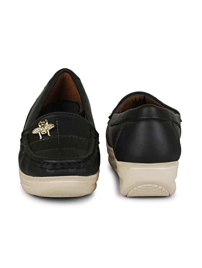 black synthetic slip on loafers - 19618832 - Standard Image - 6