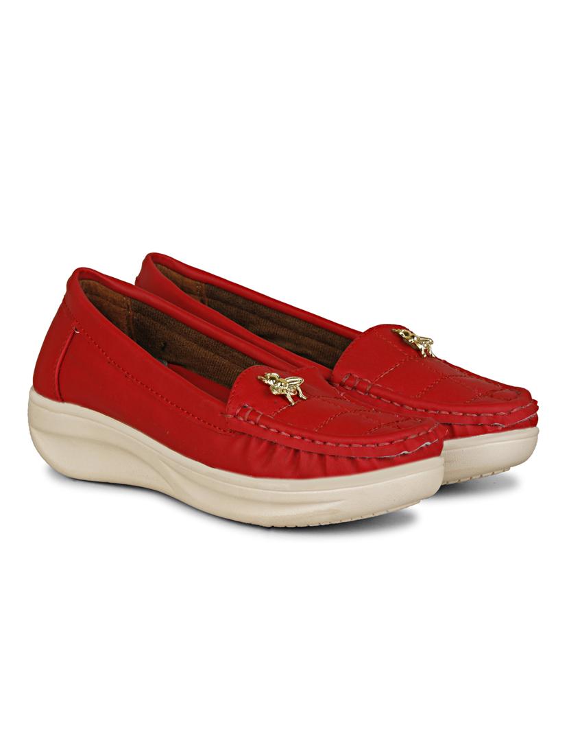 red synthetic slip on loafers - 19618834 -  Standard Image - 1