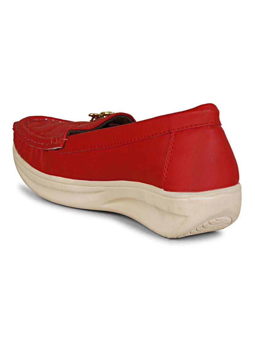 red synthetic slip on loafers - 19618834 - Standard Image - 4