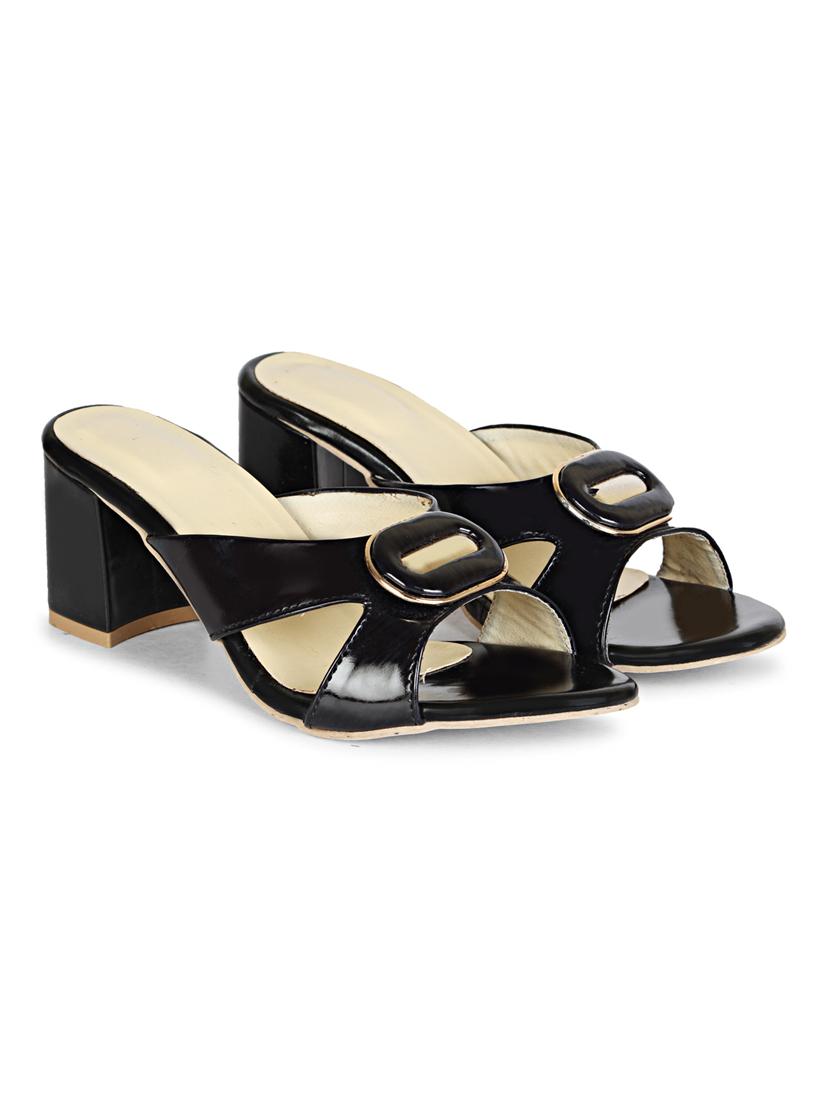 black patent leather slip on sandals - 19618864 -  Standard Image - 1