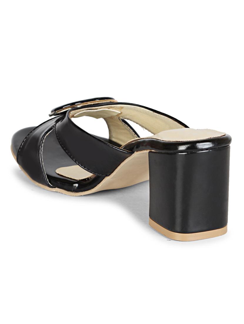 black patent leather slip on sandals - 19618864 - Standard Image - 4