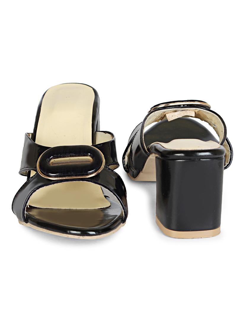black patent leather slip on sandals - 19618864 - Standard Image - 6
