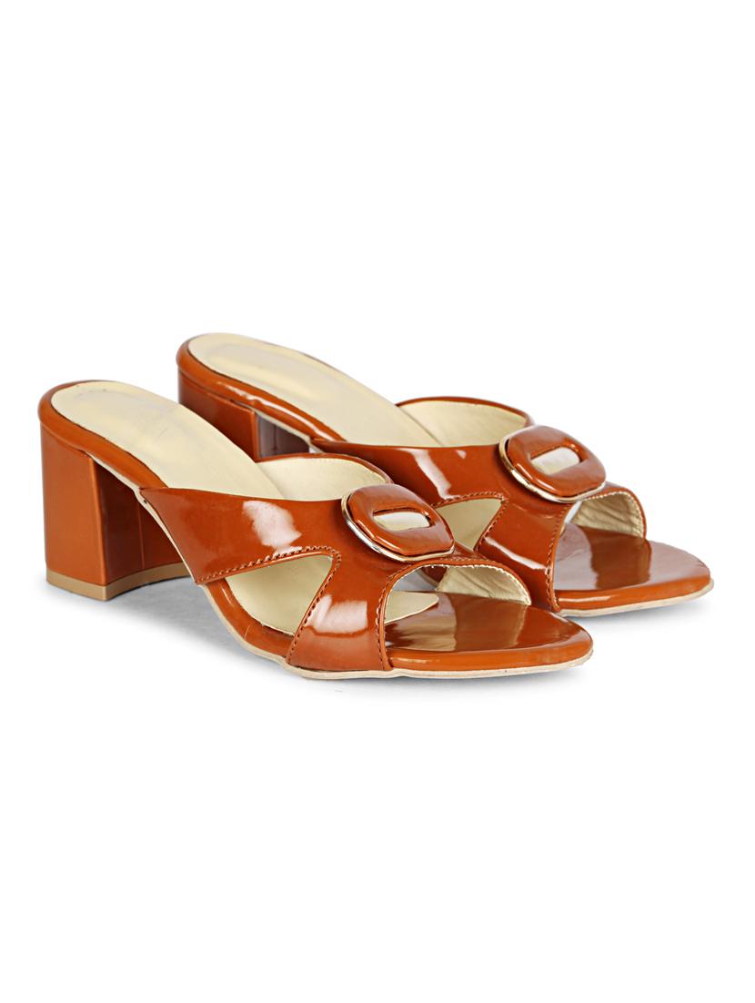 tan patent leather slip on sandals - 19618868 - Standard Image - 1