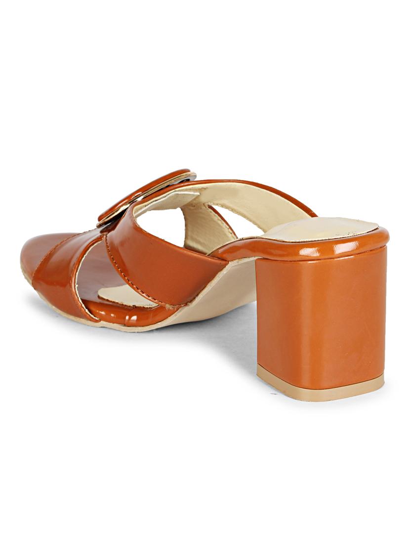 tan patent leather slip on sandals - 19618868 - Standard Image - 4