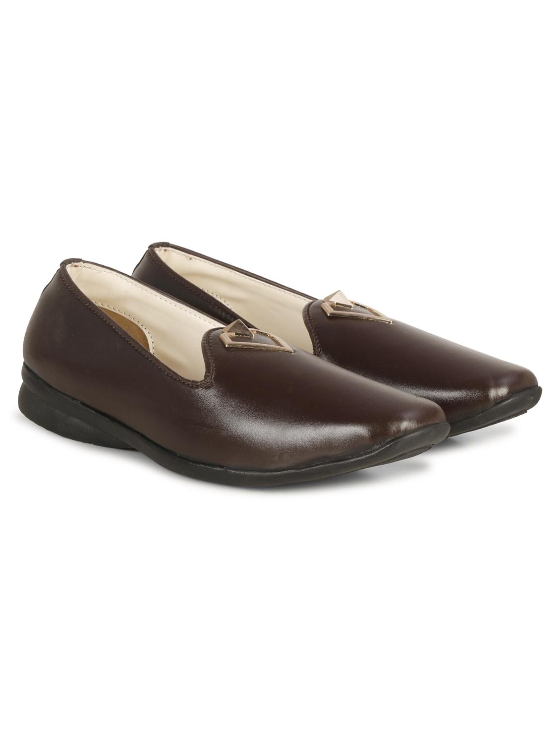 brown synthetic & mesh slip on moccasins - 19618872 - Standard Image - 1