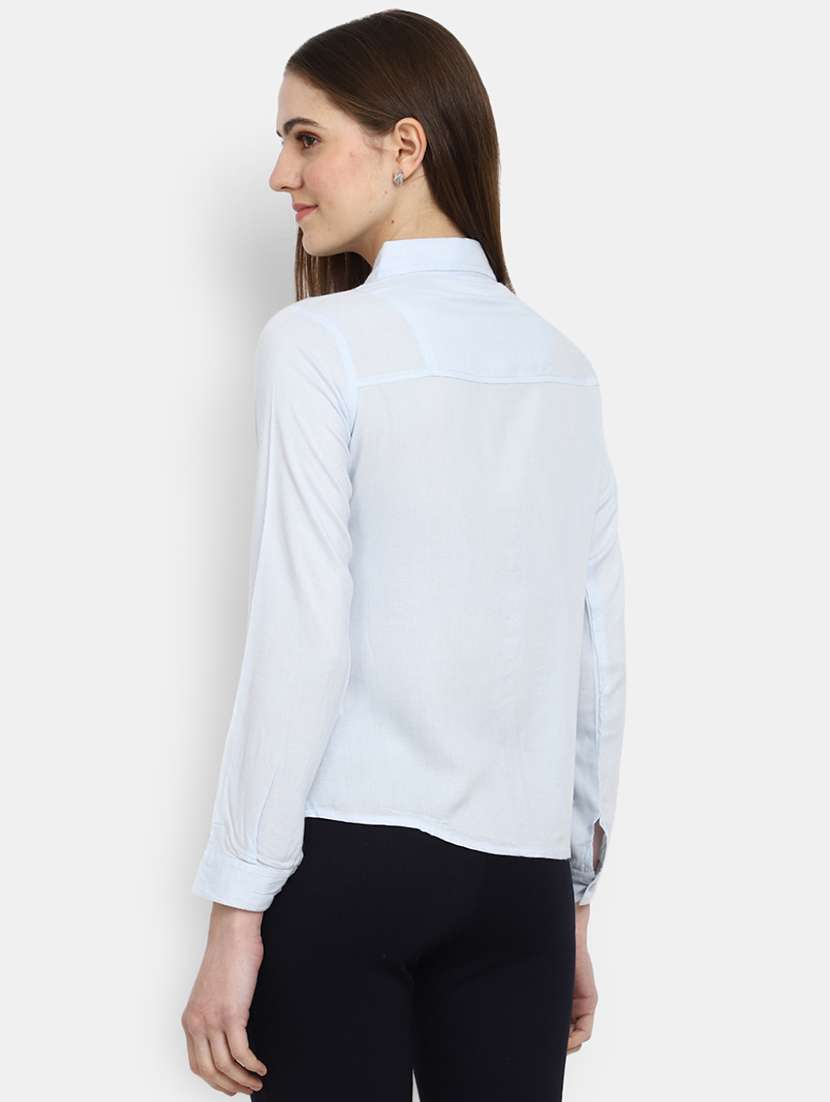 women shirt collar solid regular shirt - 19620043 -  Standard Image - 1