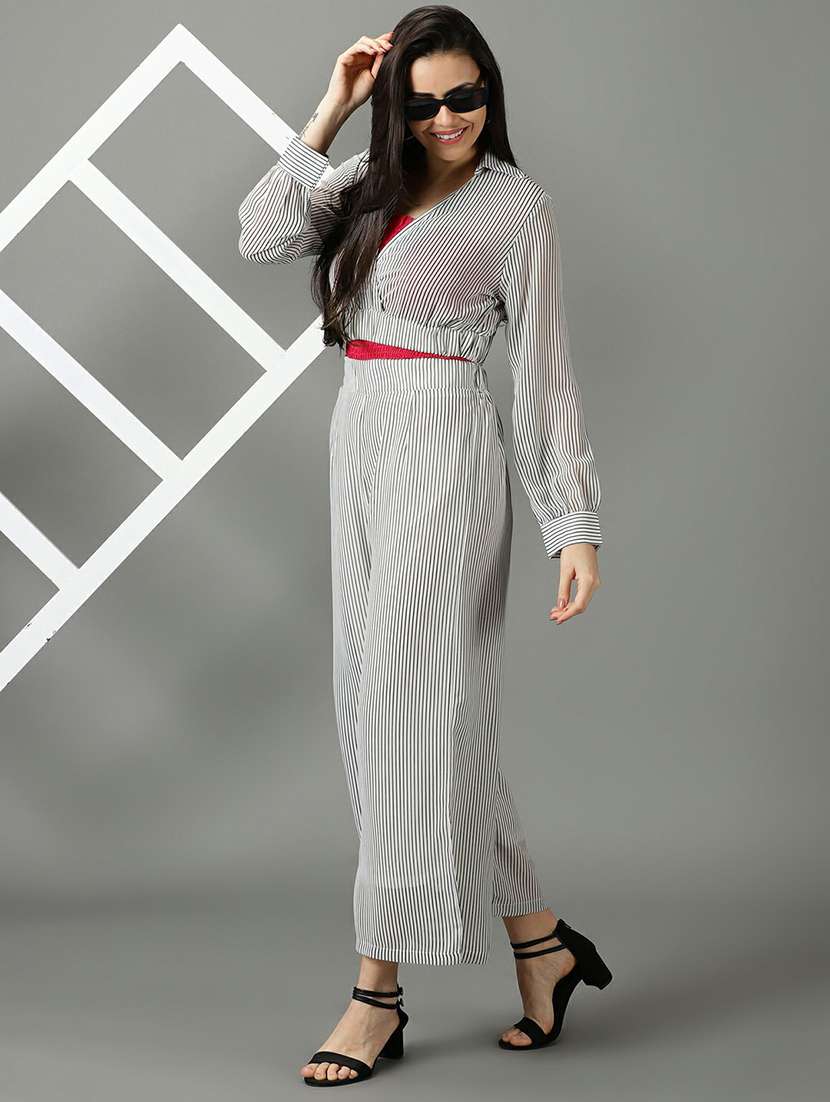 stripes print top and palazzos set co-ord - 19620539 -  Standard Image - 4