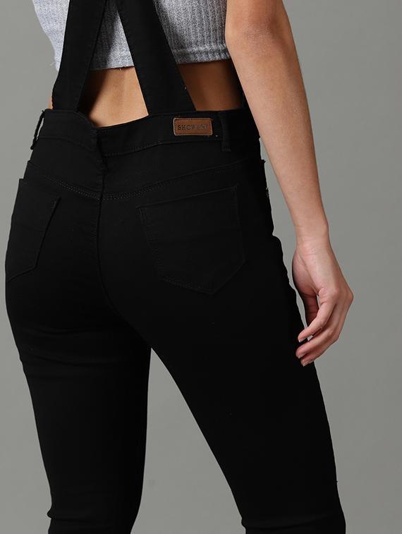 v neck solid dungaree jumpsuit - 19621550 - Standard Image - 4