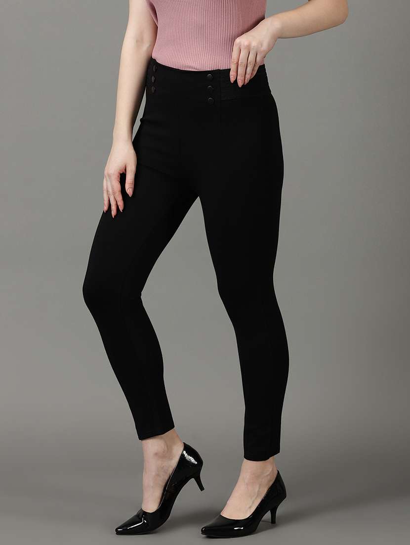 black polyester jeggings - 19621832 -  Standard Image - 1