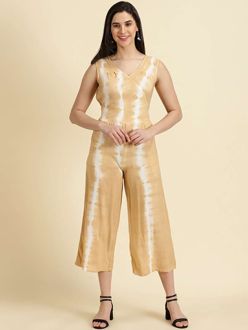 v neck tie&dye 3/4jumpsuit - 19621837 - Zoom Image - 0