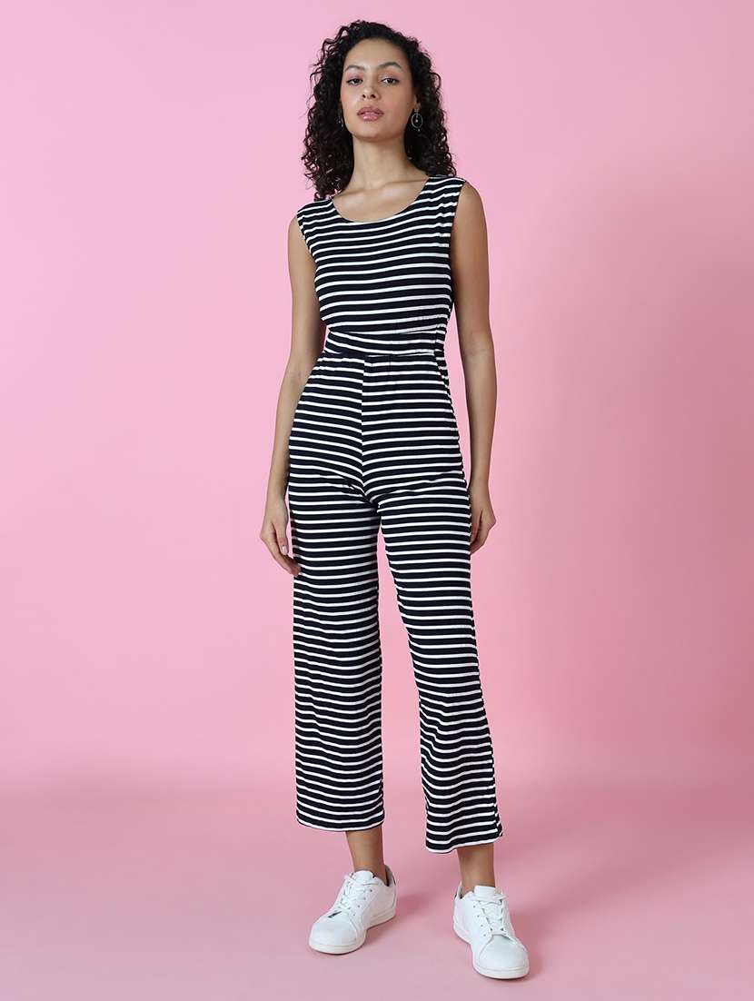stripes printed full length jumpsuit