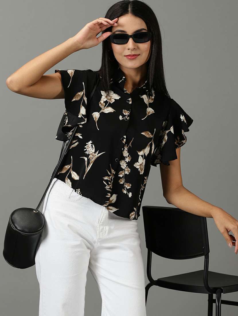spread collar printed regular shirt - 19621863 - Standard Image - 1