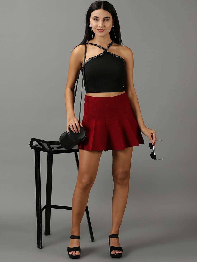 mid rise solid flared skirt - 19621884 -  Standard Image - 4