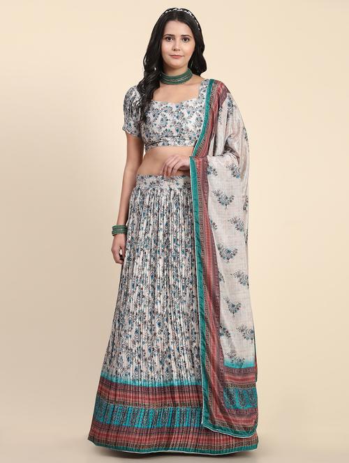 printed flared semi stitched lehenga - 19622046 -  Standard Image - 0