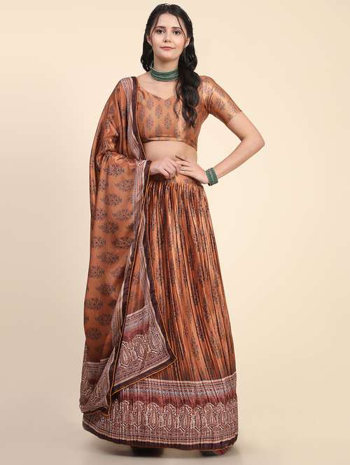 printed flared semi stitched lehenga - 19622050 -  Standard Image - 0