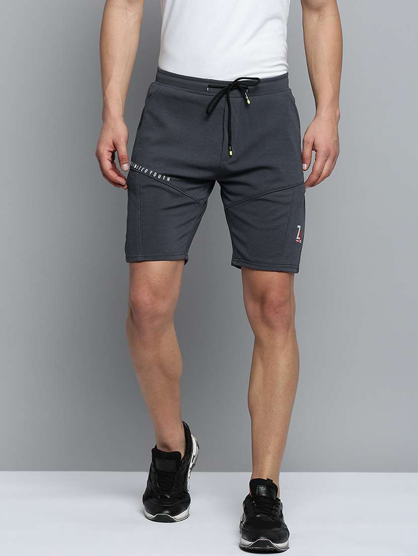 grey solid sports shorts
