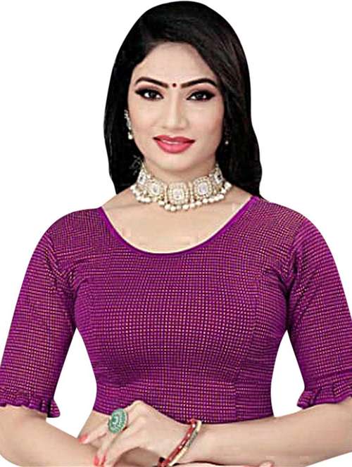 purple lycra blend regular blouse