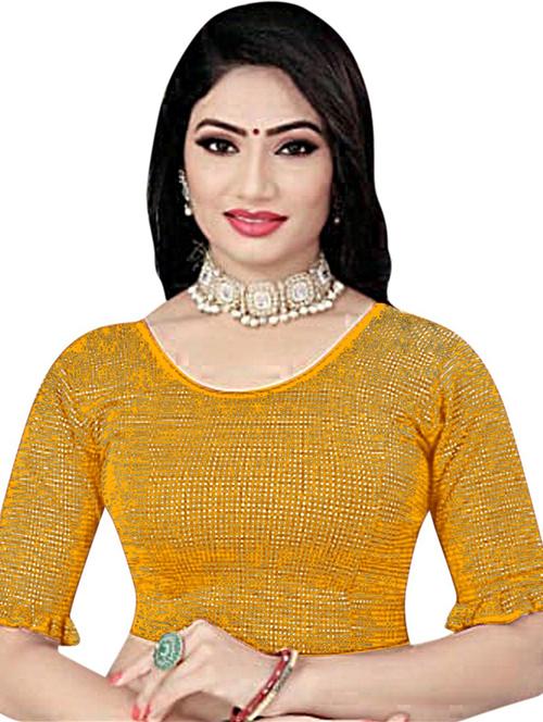 women gold self design stitched blouse - 19622664 -  Standard Image - 0