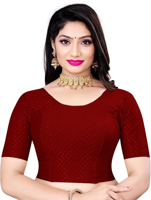 red lycra blend regular blouse - 19622678 - Standard Image - 0
