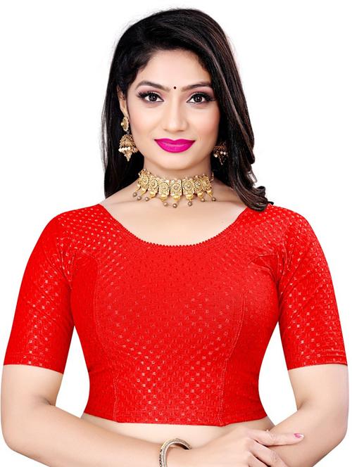 red lycra blend regular blouse - 19622684 - Standard Image - 0