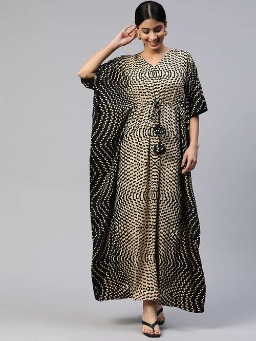 women printed v neck maxi kaftan dress - 19622720 -  Standard Image - 0