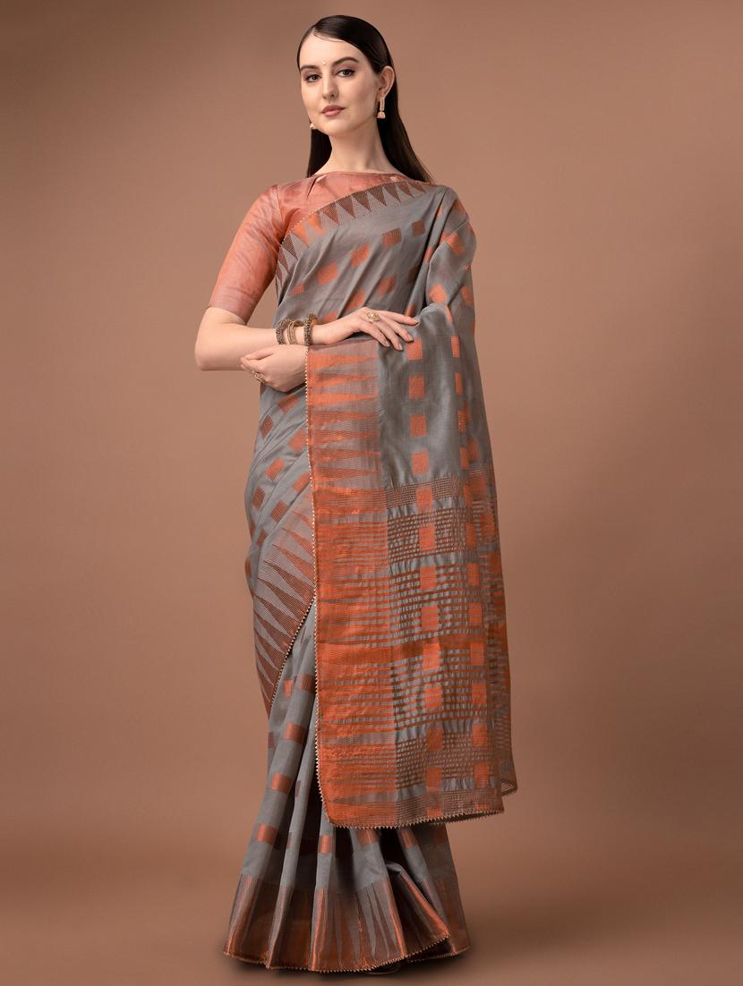 solid with borders handloom saree with blouse - 19626275 -  Standard Image - 1