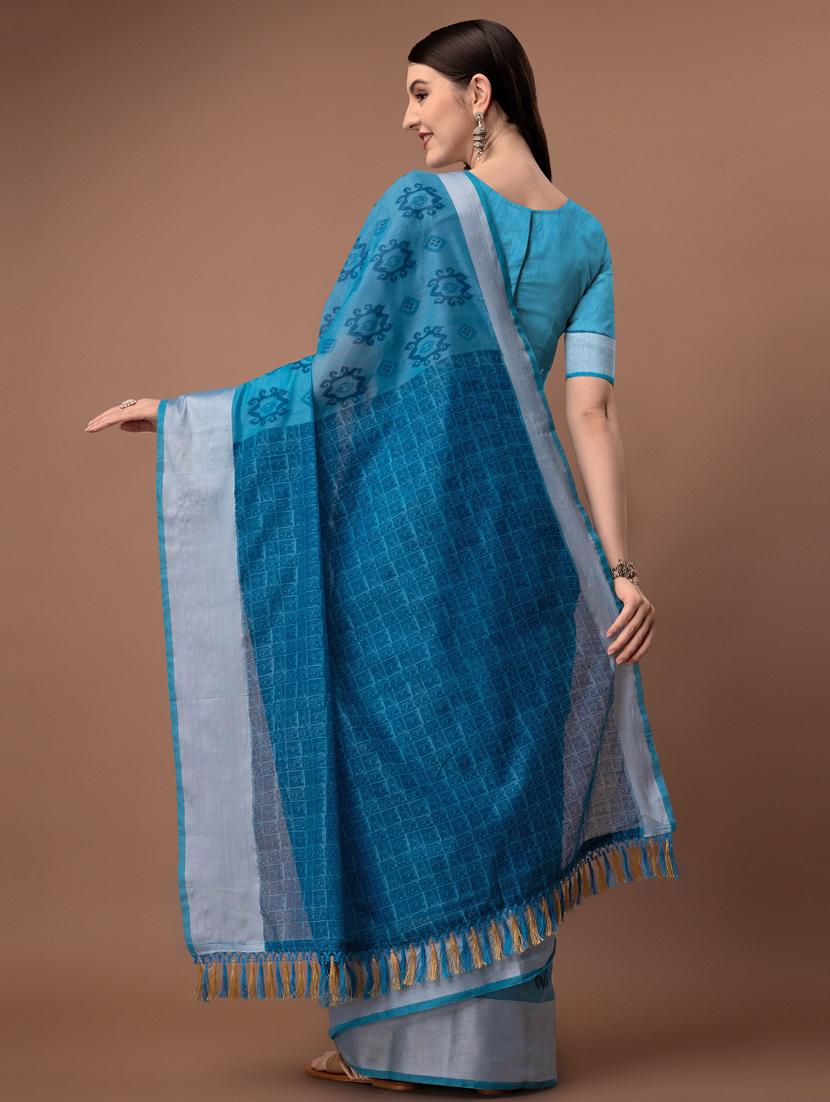 solid with borders handloom saree with blouse - 19626284 - Standard Image - 1