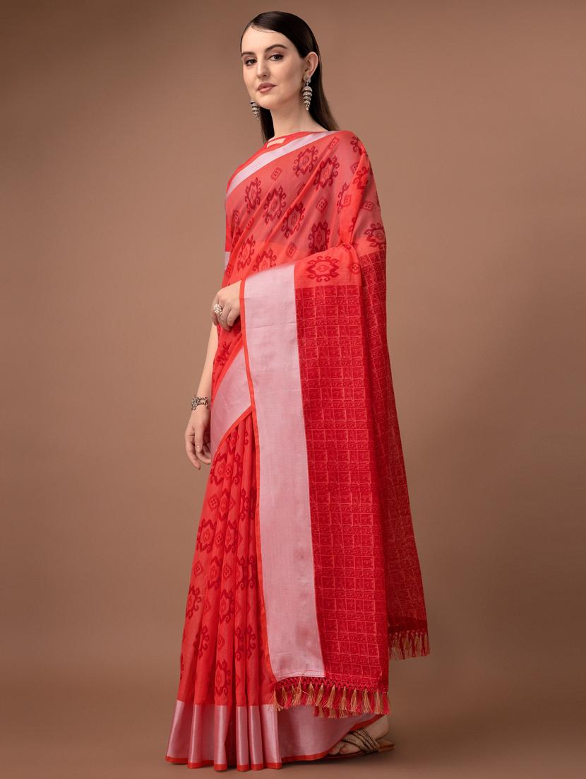 solid with borders handloom saree with blouse - 19626290 -  Standard Image - 1