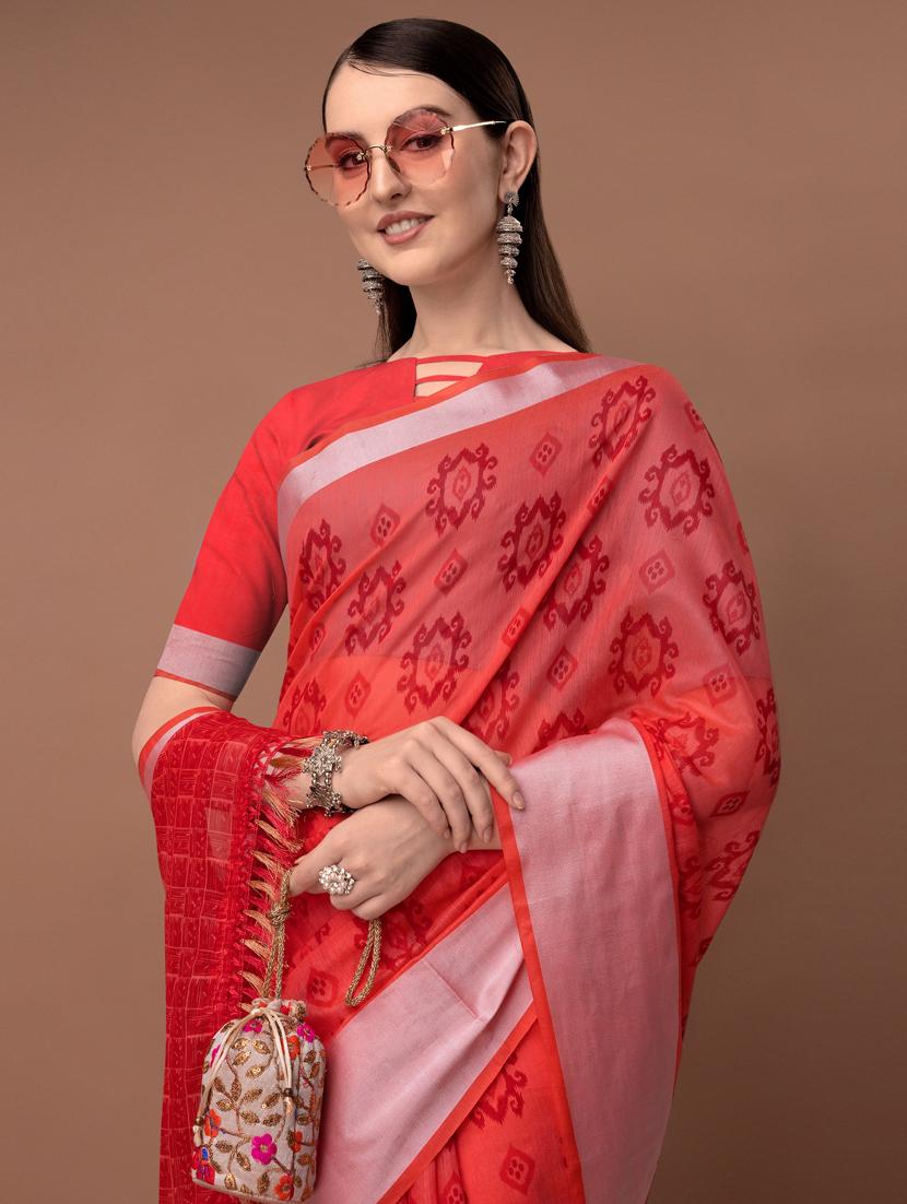 solid with borders handloom saree with blouse - 19626290 - Standard Image - 4