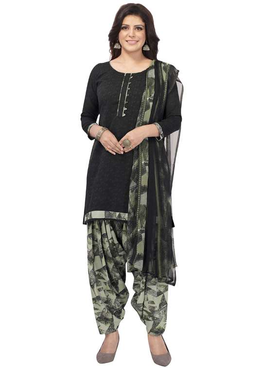 printed unstitched patiyala suit set