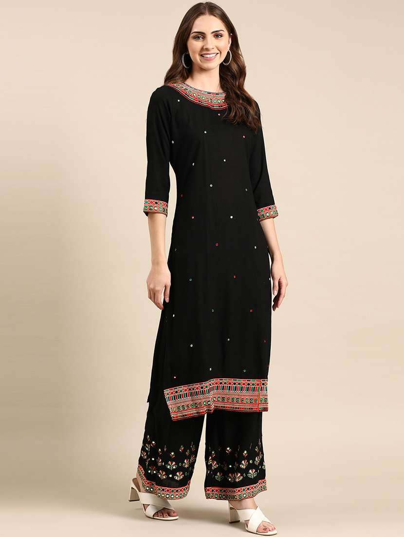 women embroidered kurta palazzo set with duaptta - 19631390 -  Standard Image - 1