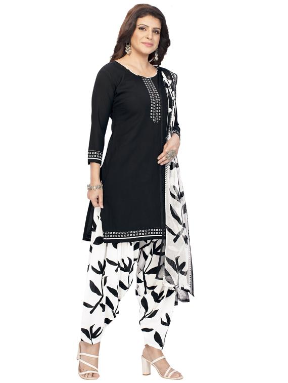 printed unstitched patiyala suit set - 19631853 - Standard Image - 1