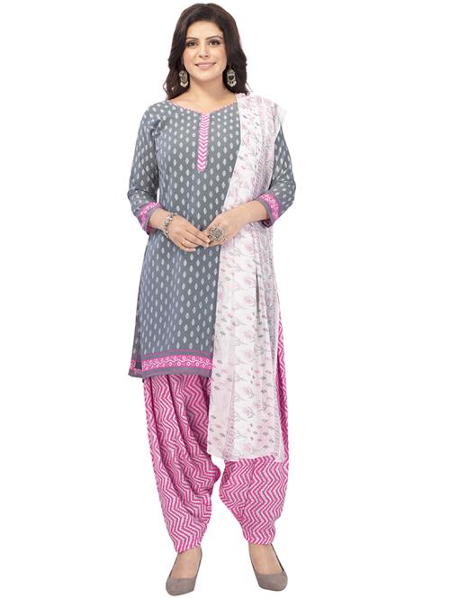 printed unstitched patiyala suit set - 19631859 -  Standard Image - 0