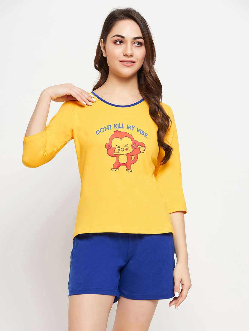 graphic print shorts set nightwear set