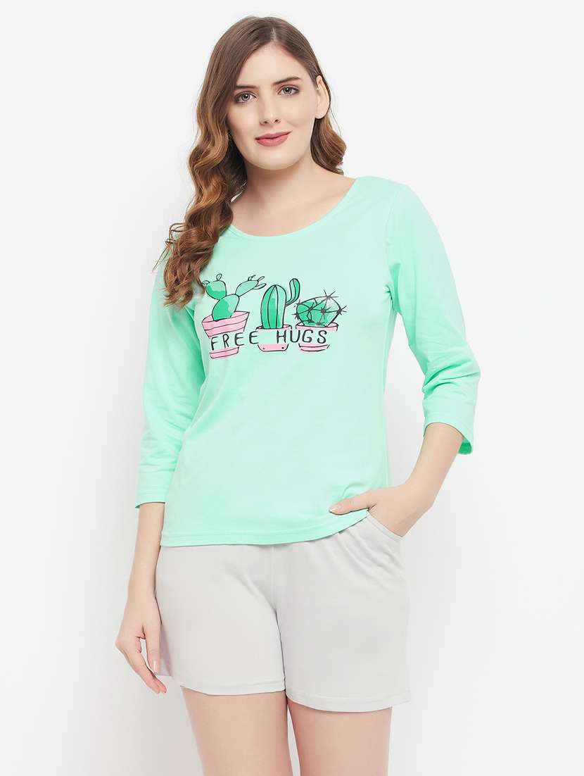 cactus print shorts set nightwear set