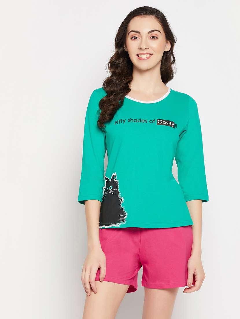 printed shorts set nightwear set