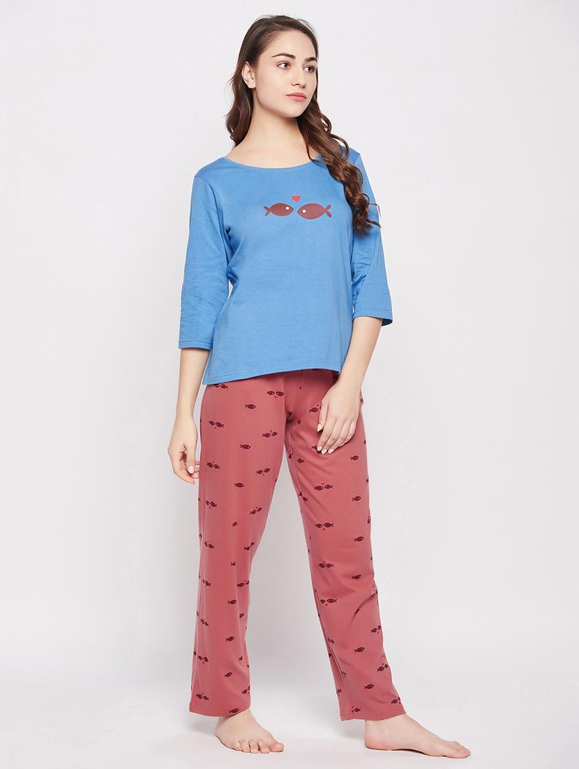fish print pyjama set nightwear set - 19638026 -  Standard Image - 1