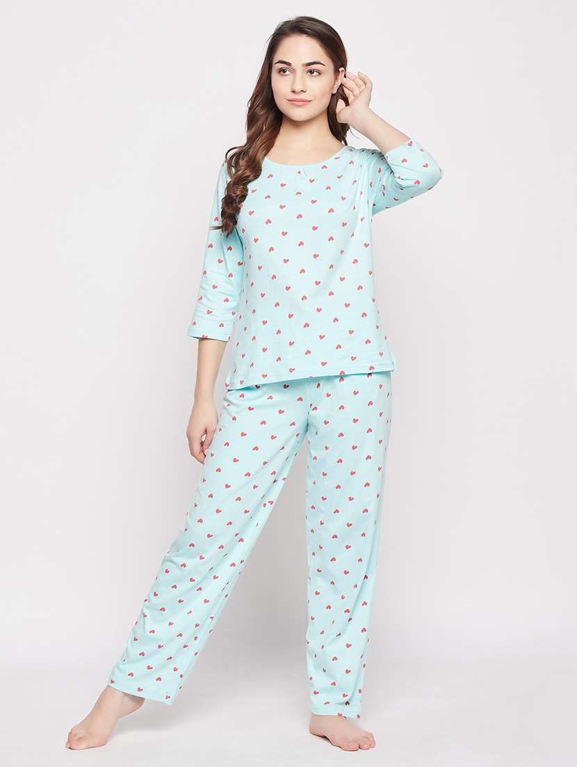 heart print pyjama set nightwear set