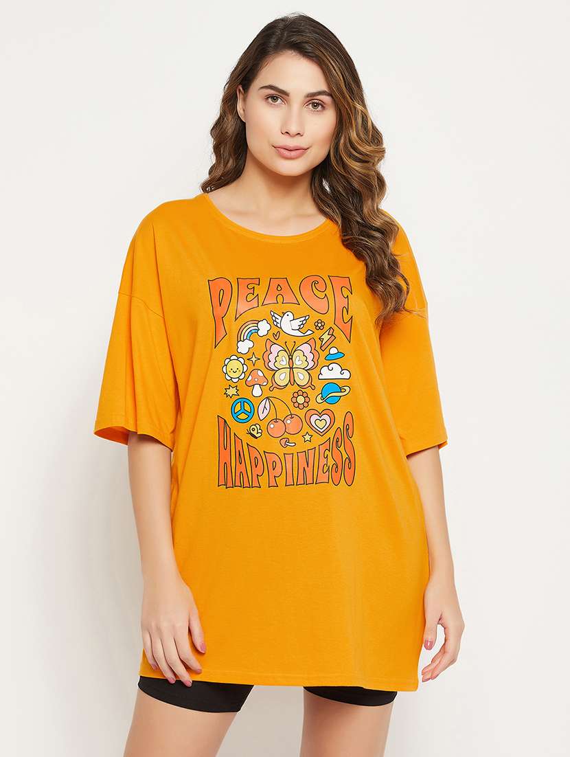 women's chest print round neck t-shirt