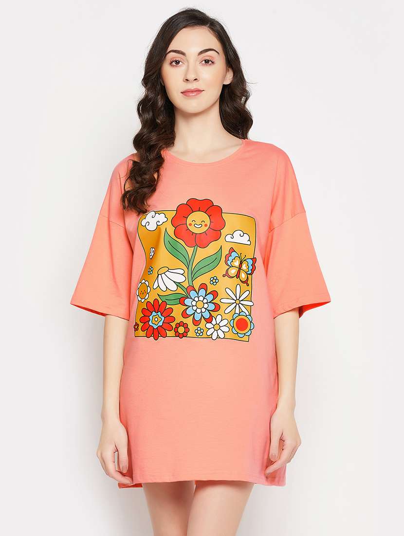 women's front print round neck t-shirt