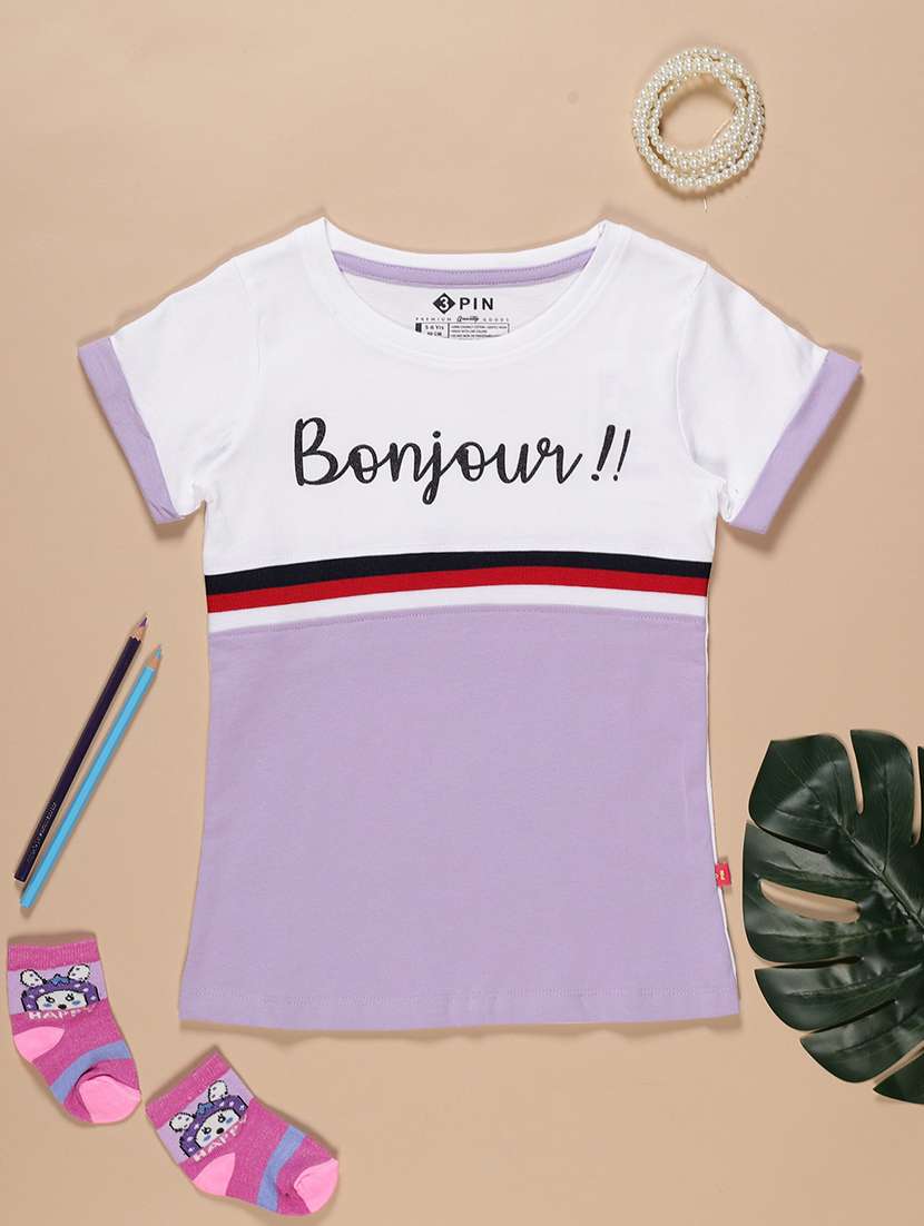 multi colored printed round neck t-shirt